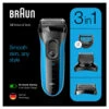 Braun Elektrisch Scheerapparaat Series 3 3010BT Zwart / Blauw -Verzorging Voordeel Winkel 1003941