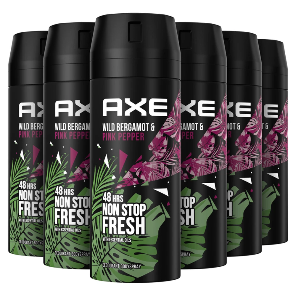 6x Axe Wild Deodorant En Bodyspray Fresh Bergamot + Pink Pepper 3 6x Axe Wild Deodorant En Bodyspray Fresh Bergamot + Pink Pepper
