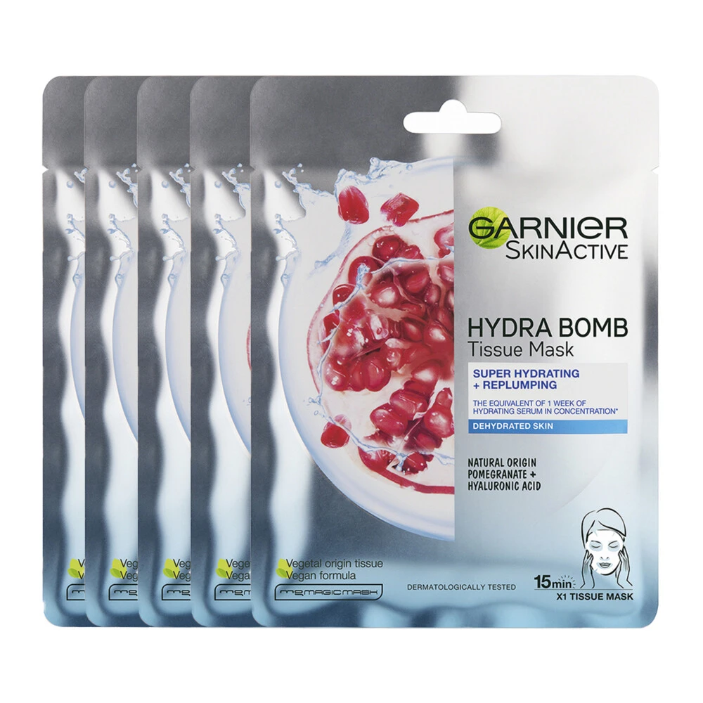 Garnier Tissue Masker SkinActive Hydra Bomb Pomegranate Party Pack 3 Garnier Tissue Masker SkinActive Hydra Bomb Pomegranate Party Pack