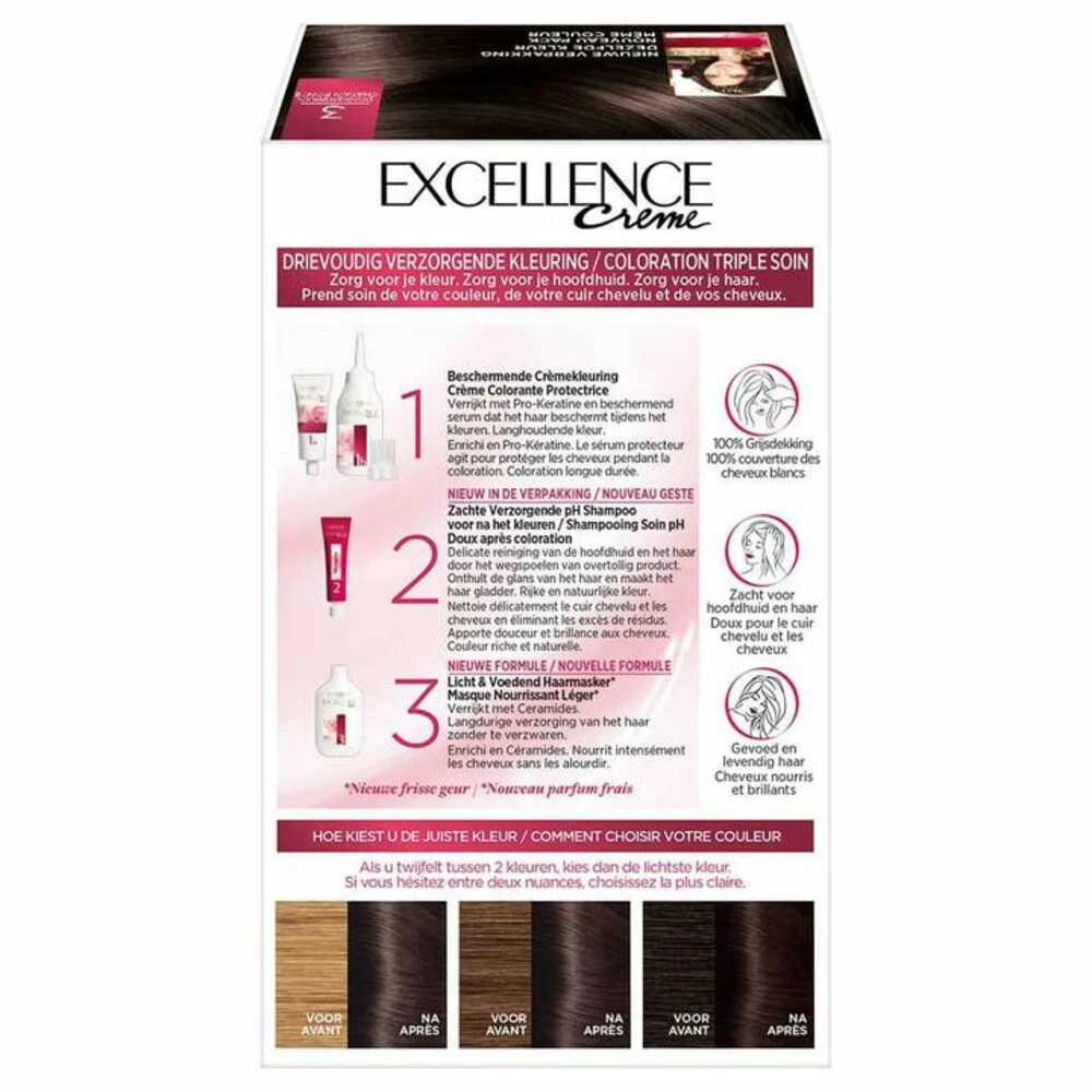 L'Oreal Lu0027Oréal Excellence Creme 3 Donkerbruin 5 L'Oreal Lu0027Oréal Excellence Creme 3 Donkerbruin - Afbeelding 3